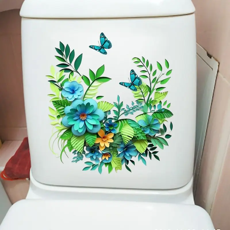 

Green Plants And Flowers Wall Sticker Bathroom Toilet Decor Decals Living Room Cabinet Home Decoration Decals S216