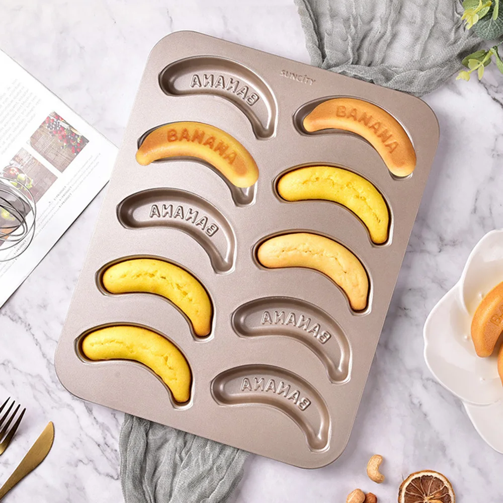 

10 Holes Banana Cake Pan Heavy Carbon Nonstick DIY Baking Chocolate Jelly Making Cake Tools Baking Pan Bakeware Tools