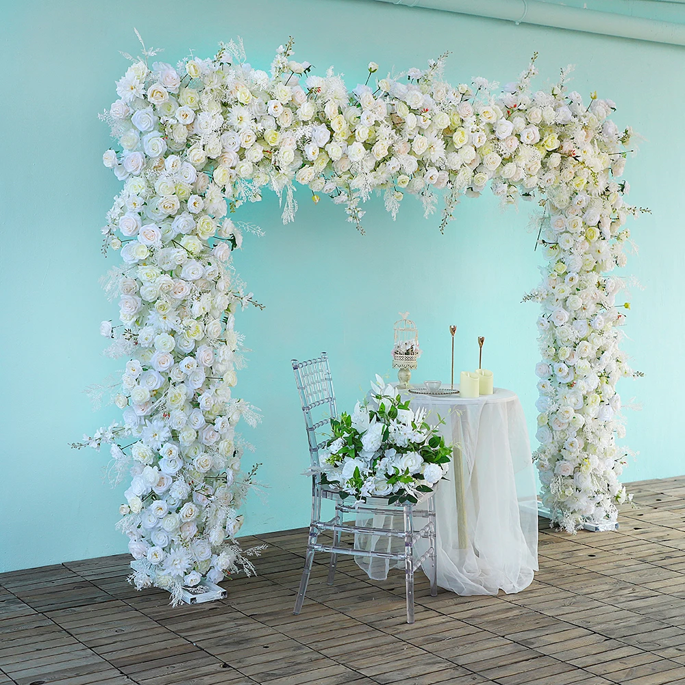 Jarown arco de casamento, atualização, estável, tubo duplo, flexível, retrátil, tamanho ajustável, ft ~ ft, decoração de suporte de flor, arco