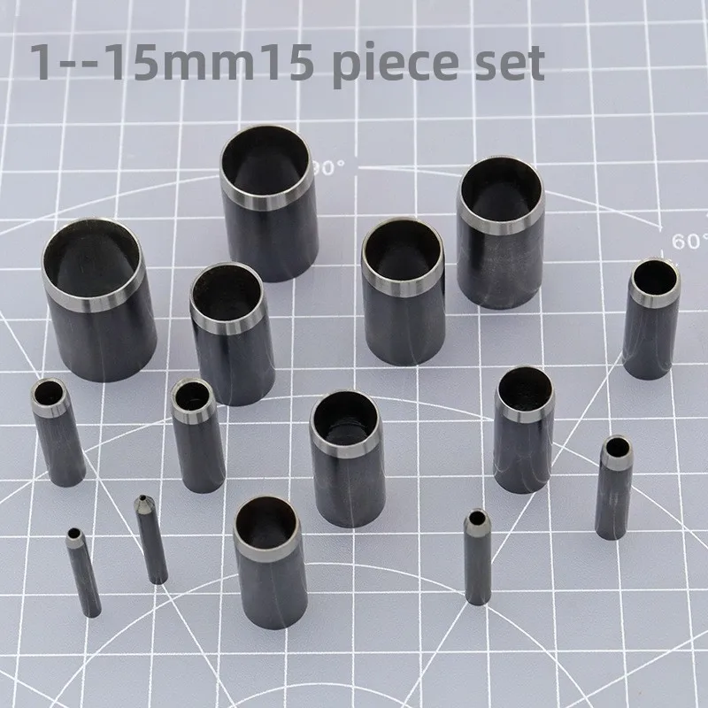 Description Picture 2 of itemLeather Hole Punch Die Round,15pcs One Hole Hollow Punch 1-15 mm High Carbon Steel Circle Cutter Tool