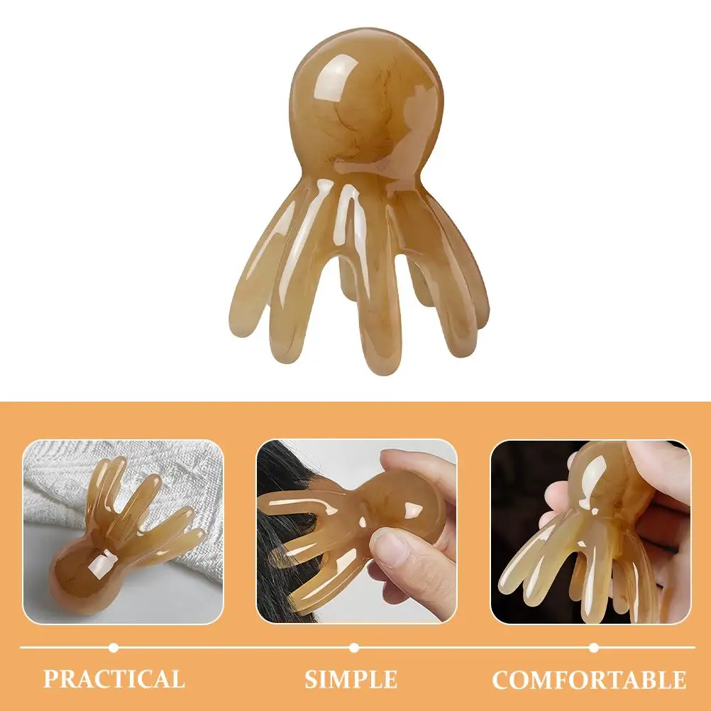 Jade Octopus Comb Hair Picks Curly Quartz Resin Electric Head Massager Scalp Gua Sha Body Acupoint Massage Comb Portable Travel