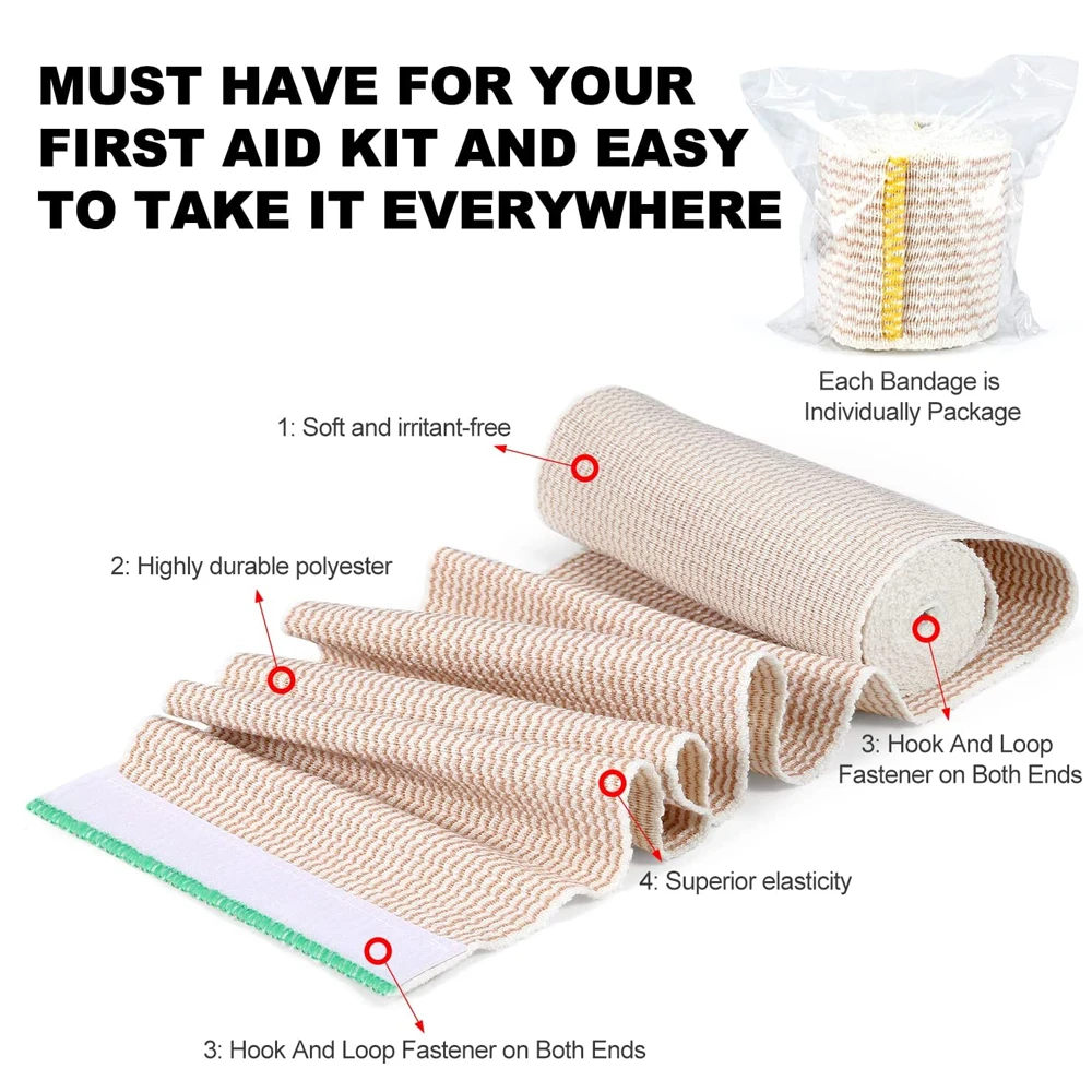 1 Roll Premium Elastic Bandage Wrap,Cotton Latex Free Compression Bandage  Wrap with Self-Closure, Support & First Aid for Sports - AliExpress