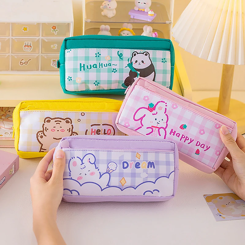 Cute Printed Pen Bag Oxford Cloth Large Capacity Pencil Case Stationery  Pouch