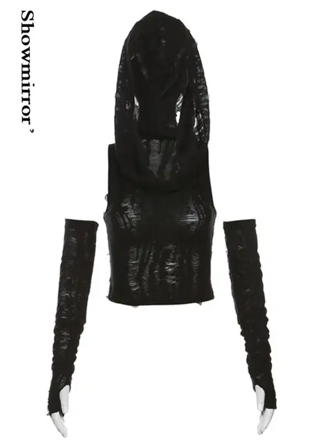 Vêtements d'enseignement gothiques Sexy, haut court à capuche pour femmes, T-shirts esthétiques Y2K rétro, hauts à capuche, Streetwear Punk, vêtements Hottie 1