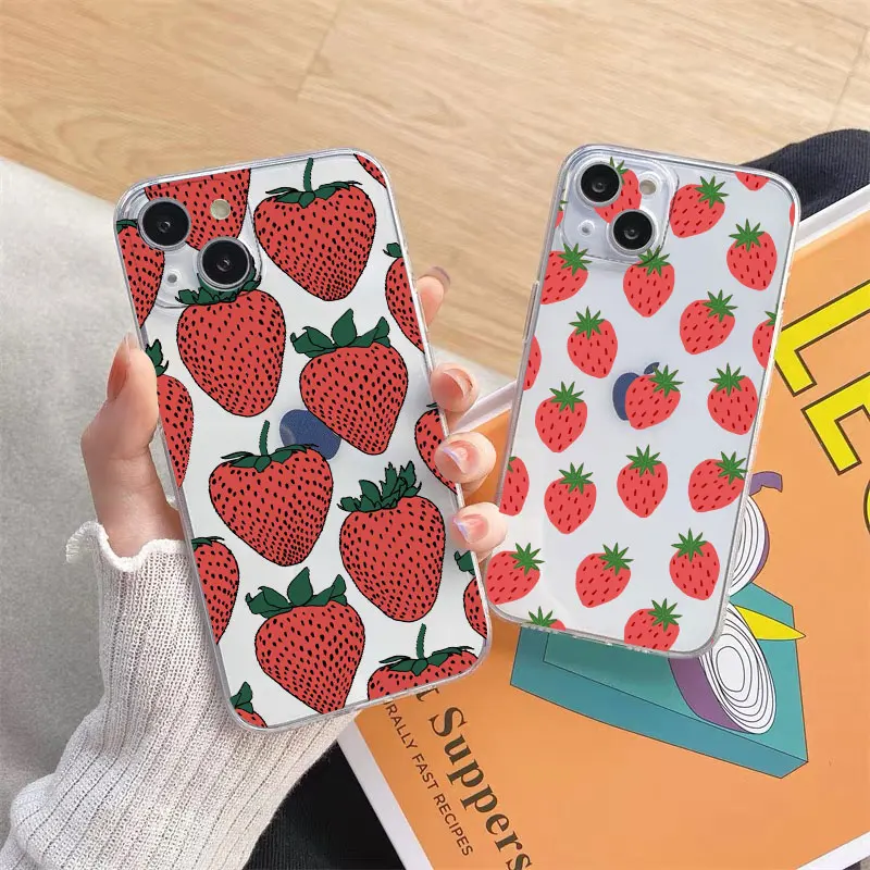 Vibrant Banana Strawberry Transparent Phone Case - Clear Protective Cover
