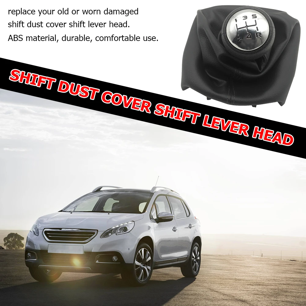 For Peugeot 307 207 206 Citroen C3-C5 5-Speed Gear Shift Knob With Collars Gear Shift Lever Dust Anti-dust Cover Interior Parts