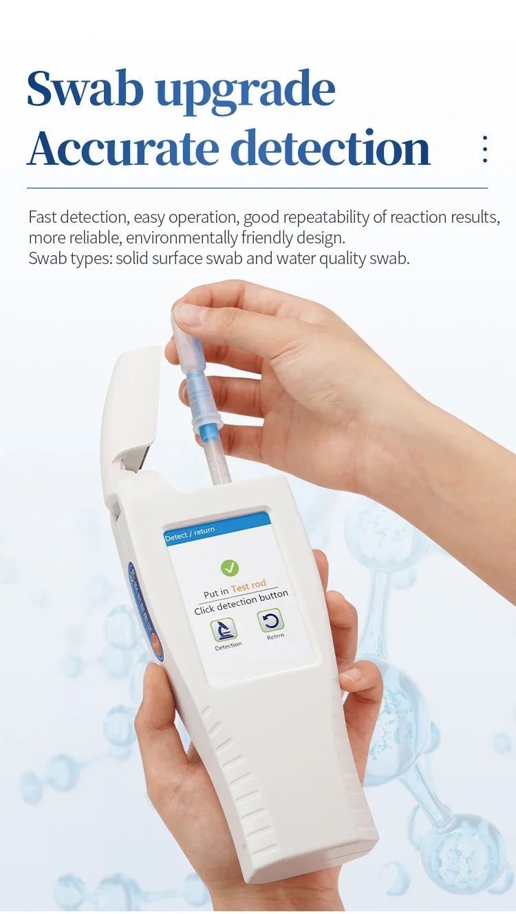 Portable ATP Fluorescence Tester, Rechargeable Handheld Fluorescent Microbial Su