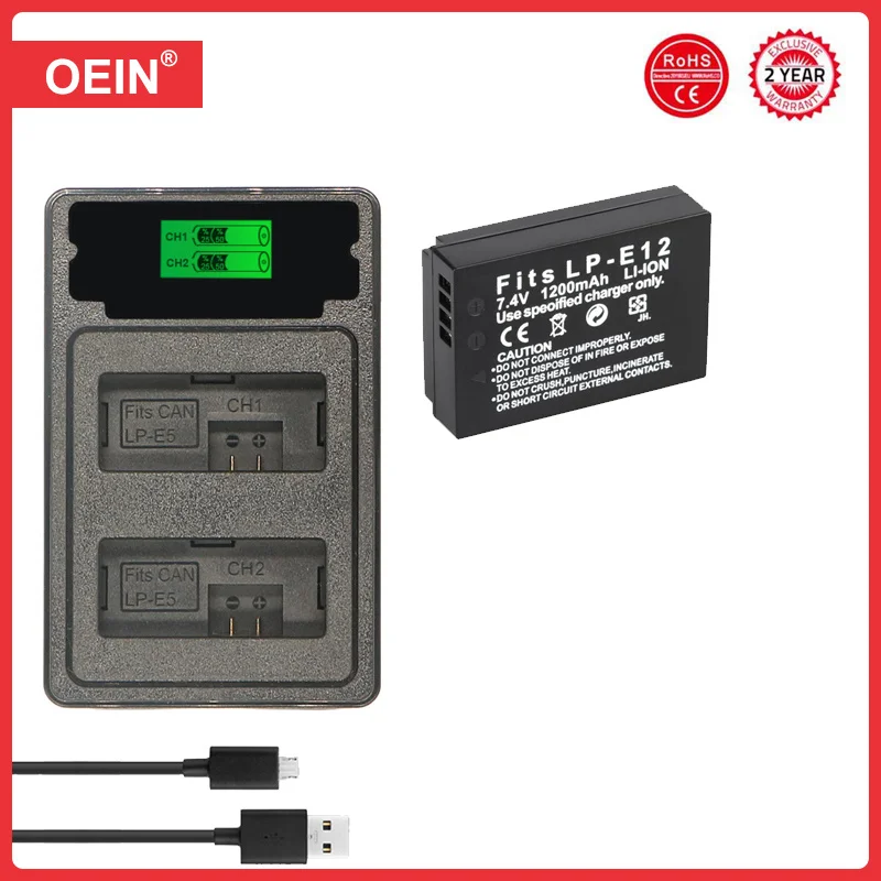 Rechargeable Battery Camera Battery Action Camera Battery Camera Battery LP-E12 LPE12 LP E12 for Canon Rebel SL1 100D Kiss X7 EOS-M EOS M M2 EOS M10 M50 M100 1600mAh Digital Batteries