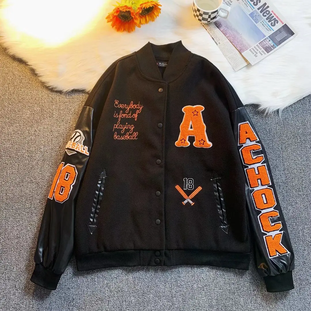 Men Women Letter Embroidery Varsity Jackets Japanese Thin Oversized Spring  Autumn Baseball Jacket Coat Hip Hop Harajuku College - AliExpress