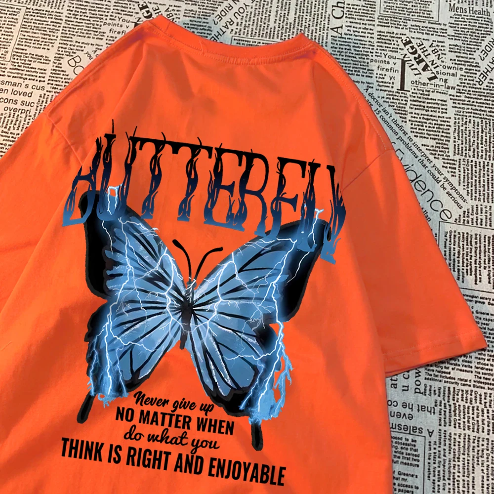 Blue Lightning Butterfly Graphic Men's Oversized Casual T-Shirt