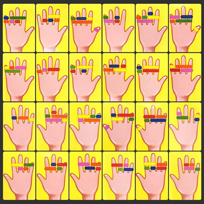 Kids Montessori Toy Early Educational Fingers Ring Game Elastic Bands Color Cognition Think Training Battle Table Game with Card 5