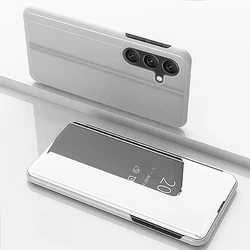 Reflective Flip Phone Case with Mirror Finish and Smart Features for Galaxy A26 (Silver)