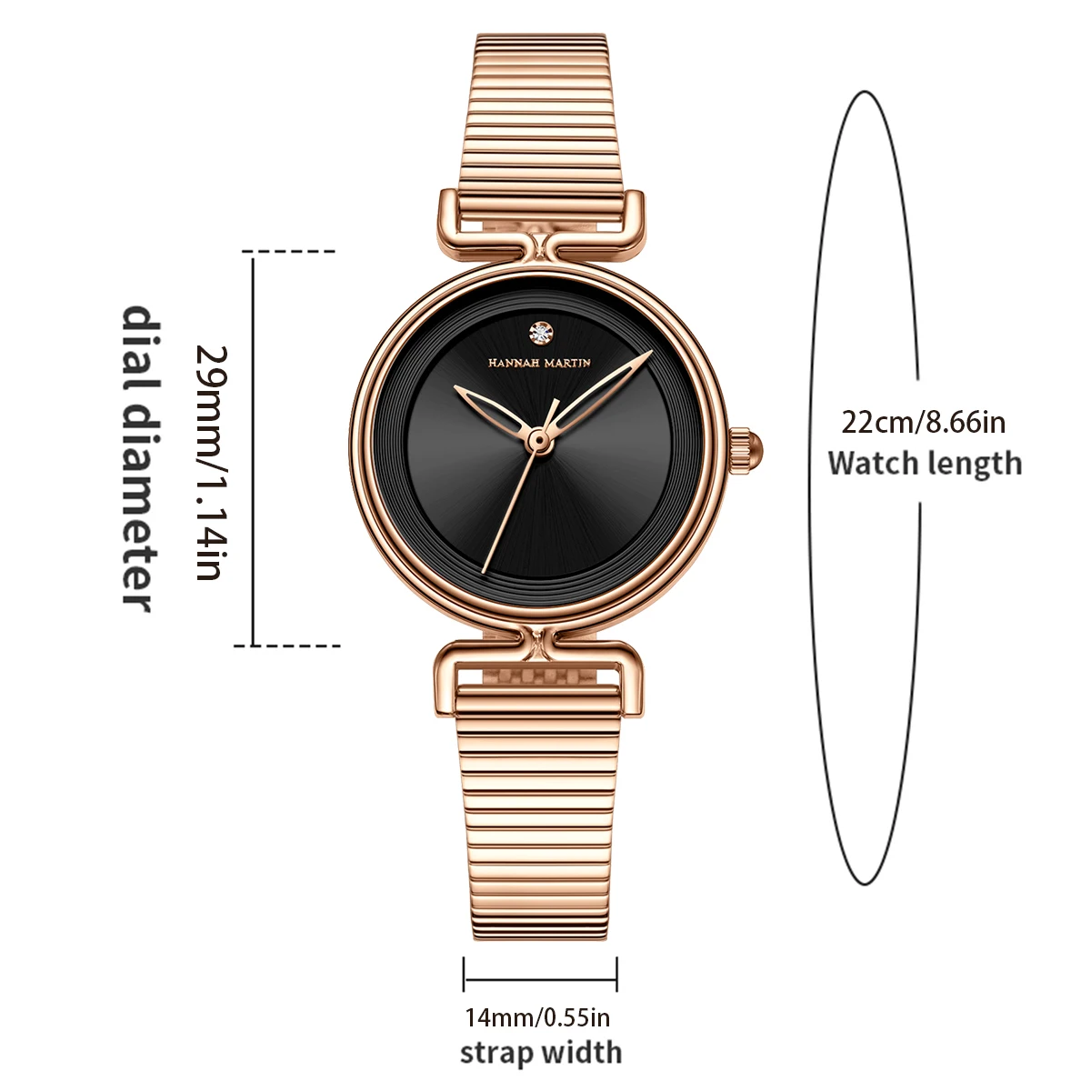 Hannah Martin Top Brand Original Women's Watch 29mm Mini Dial Rose Gold Luxury Fashion Japanese Quartz Movement Watch for Women 2