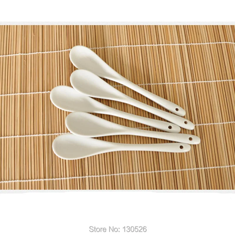 5 Mini Cucchiaini In Ceramica A Forma Di Tulipano Bianco 14 Cm – Per Caffè, Dessert, Tè, Gelato E Spezie