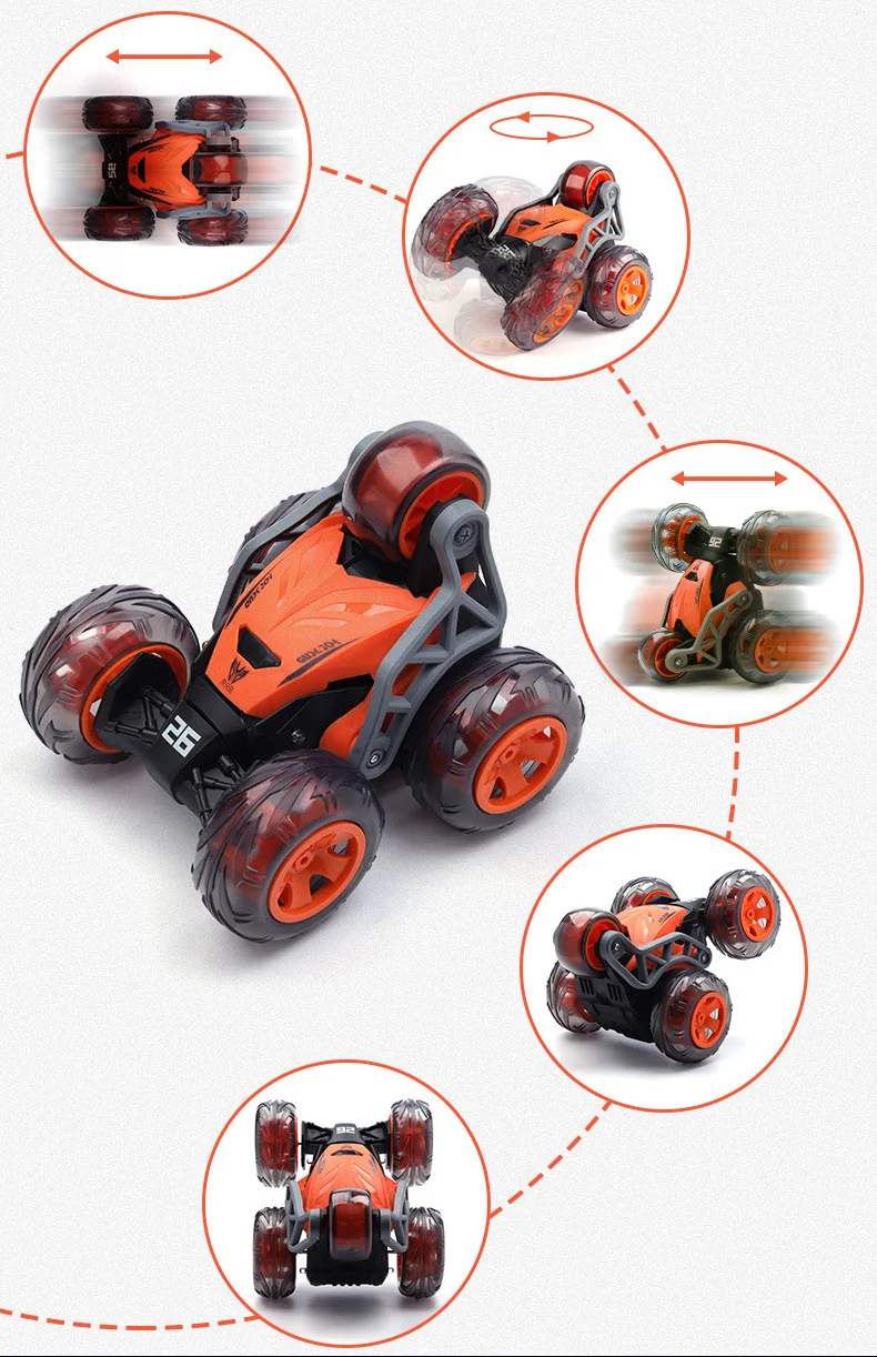 RC Cars 360 Rotary Stunt Car 5 Wheel Dump Truck Car High Speed Climbing Buggy Eletric Vehicle Remote Control Car Toy 2.4G Gifts 6