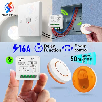 433 Mhz Mini FAI DA TE Interruttore Della Luce di Controllo A Distanza Senza Fili di Controllo A 2 Vie di Controllo 110 V 220 V 16A Mini Modulo RF Mini Trasmettitore Funzione di Temporizzazione