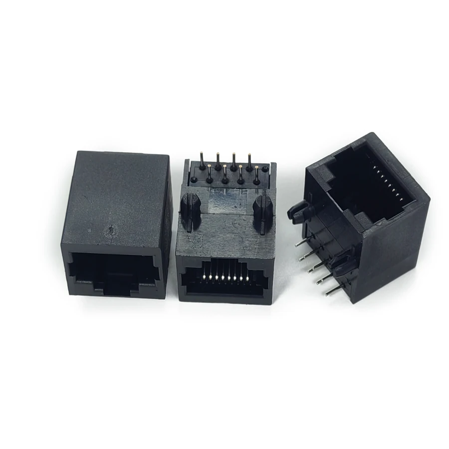 50 teile/los schwarz rj45 8 p8c jack anschluss kunststoff pcb mount netzwerk internet modular 18,5mm