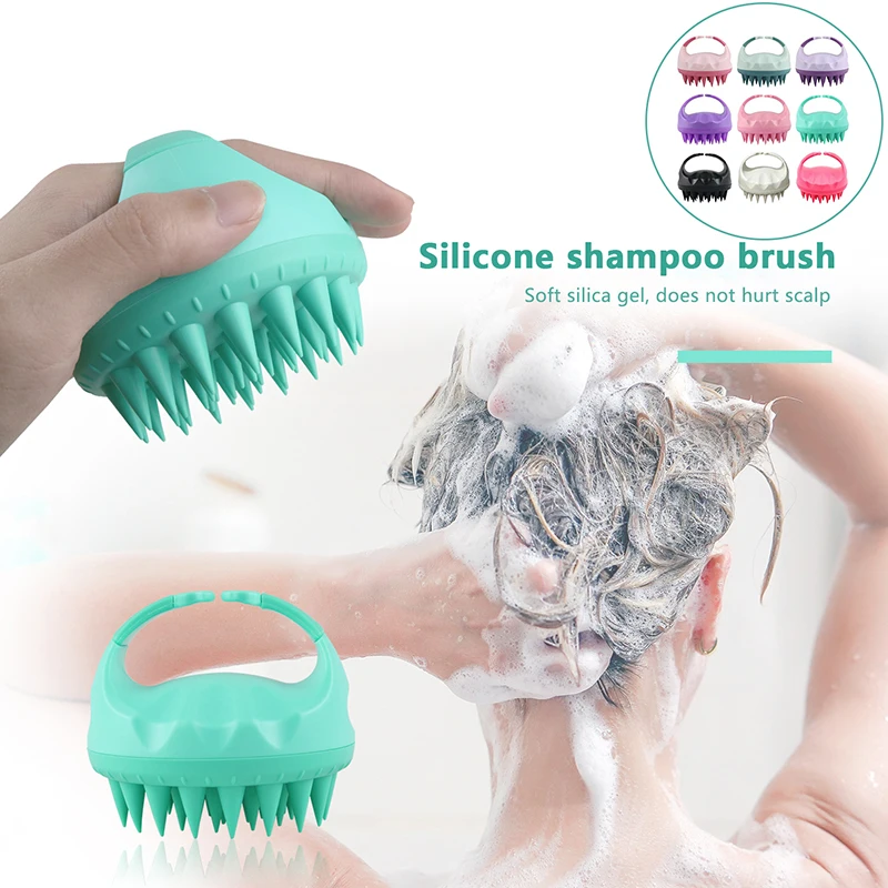 

1 Pc Portable Silicone Shampoo Brush Handheld Round Soft Scalp Massage Brush Bath Shower Hair Care Brush Comb