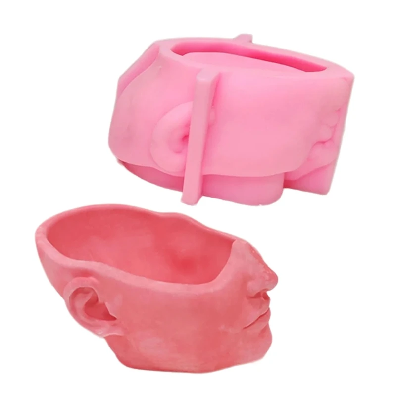 

Human Face Figurine Vases Molds, Half Face Sculpture Flowerpots Molds for Making Flower Vases Flowerpot Plant Vase
