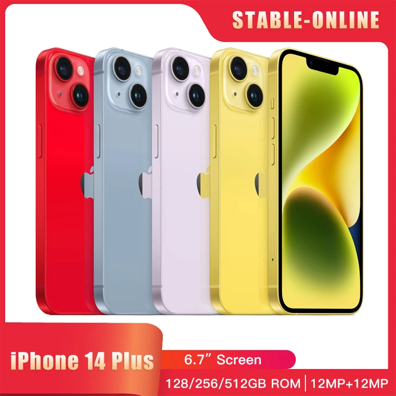 Original Apple iPhone 14 Plus 5G Mobile Phone Face ID NFC 6.7" 6GB RAM 128/256/512GB ROM Dual 12MP A15 IOS Hexa-Core Smartphone iphone mobile phone
