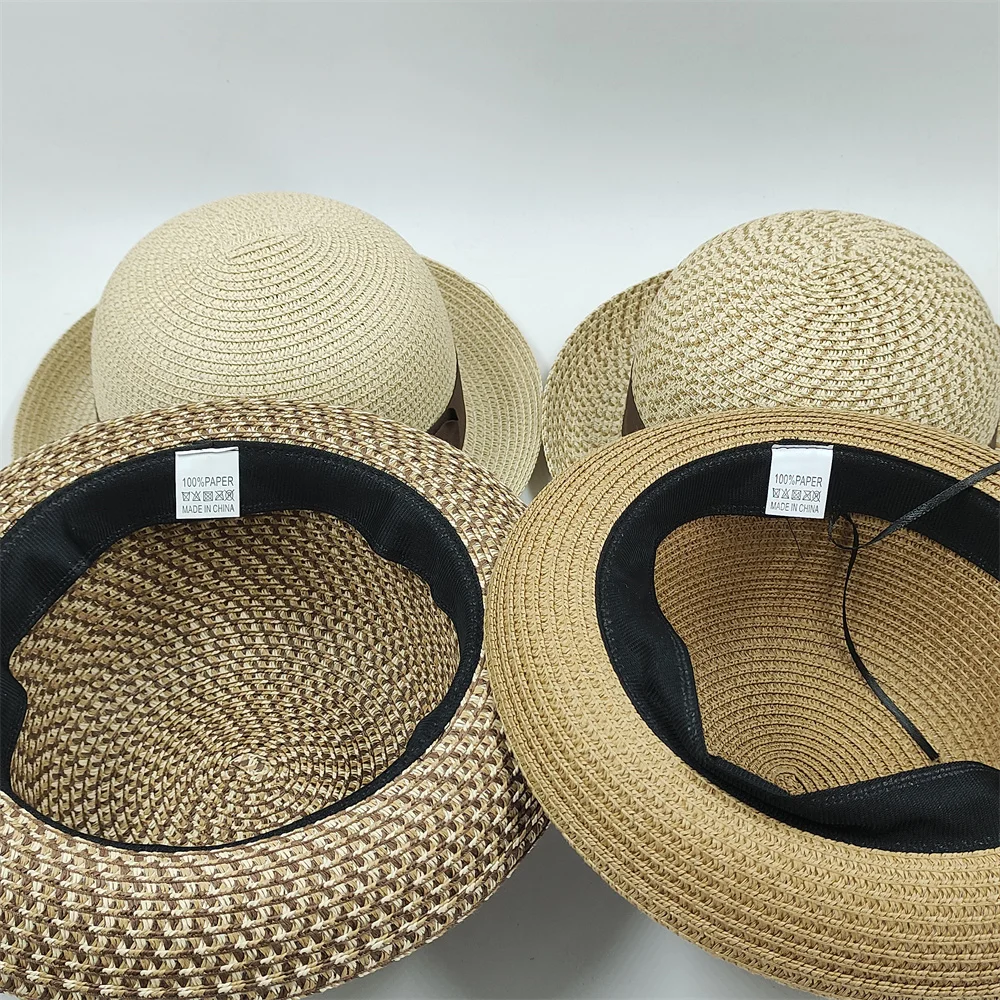 Kleiner Zylinder, gekräuselt, für Herren und Damen, Strohhut, Pork Pie-Hut, 2024, neuer Sonnenhut, Sommer-Strandhut, Gentleman-Hut, Schleifenzubehör – Detail 19