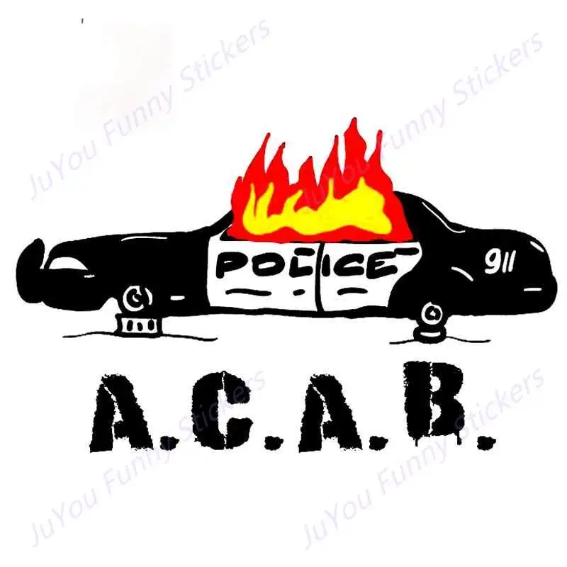 Fuyoohi Adesivi Divertenti Accessori Burning Police Acab Vinyl Car Wrap Cartoon Windows Personality Adesivi Per Auto Impermeabili