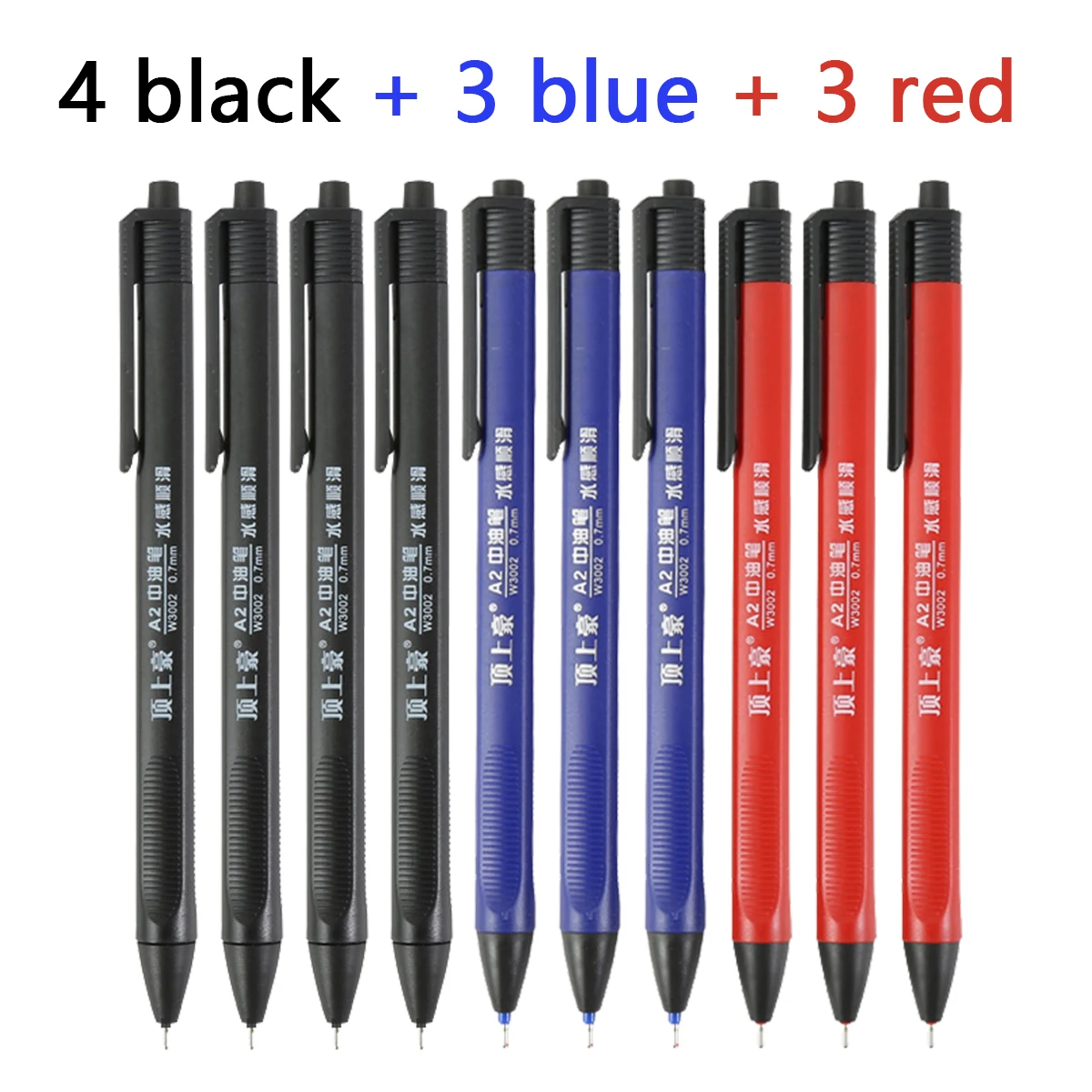 ENLACE Set di 10 penne a sfera ergonomiche, in metallo, con impugnatura antiscivolo, colore nero, con 10 ricariche per ufficio, casa