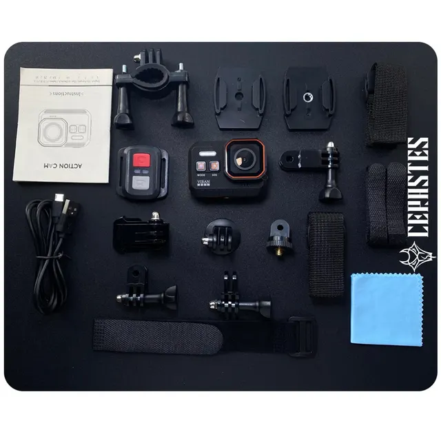 CERASTES Action Camera 4K60FPS With Remote Control Screen Waterproof Sport Camera Drive Recorder Sports Camera Helmet Action Cam 3
