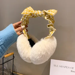 Bow Rex Rabbit Fur Earmuff Women's Autumn and Winter Warm Earmuffs Earmuff Real Fur Ear Cover Ear Warmer Ear Muffs Winter
