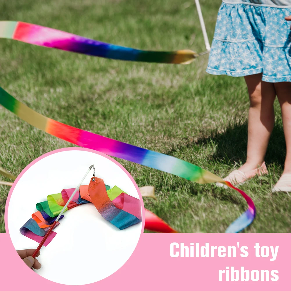 2m Gymnastics Colored Ribbons Gradient Colorful Gym Ribbons Metal Eyelet Rhythmic Gymnastics for Holiday Decorations