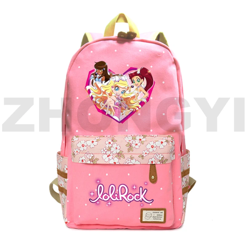 

Mochilas Para Mujer Back Pack Anime Lolirock Backpack Floral Canvas Bookbag School Bags for Teenage Girls LoliRockstar Bag Pack
