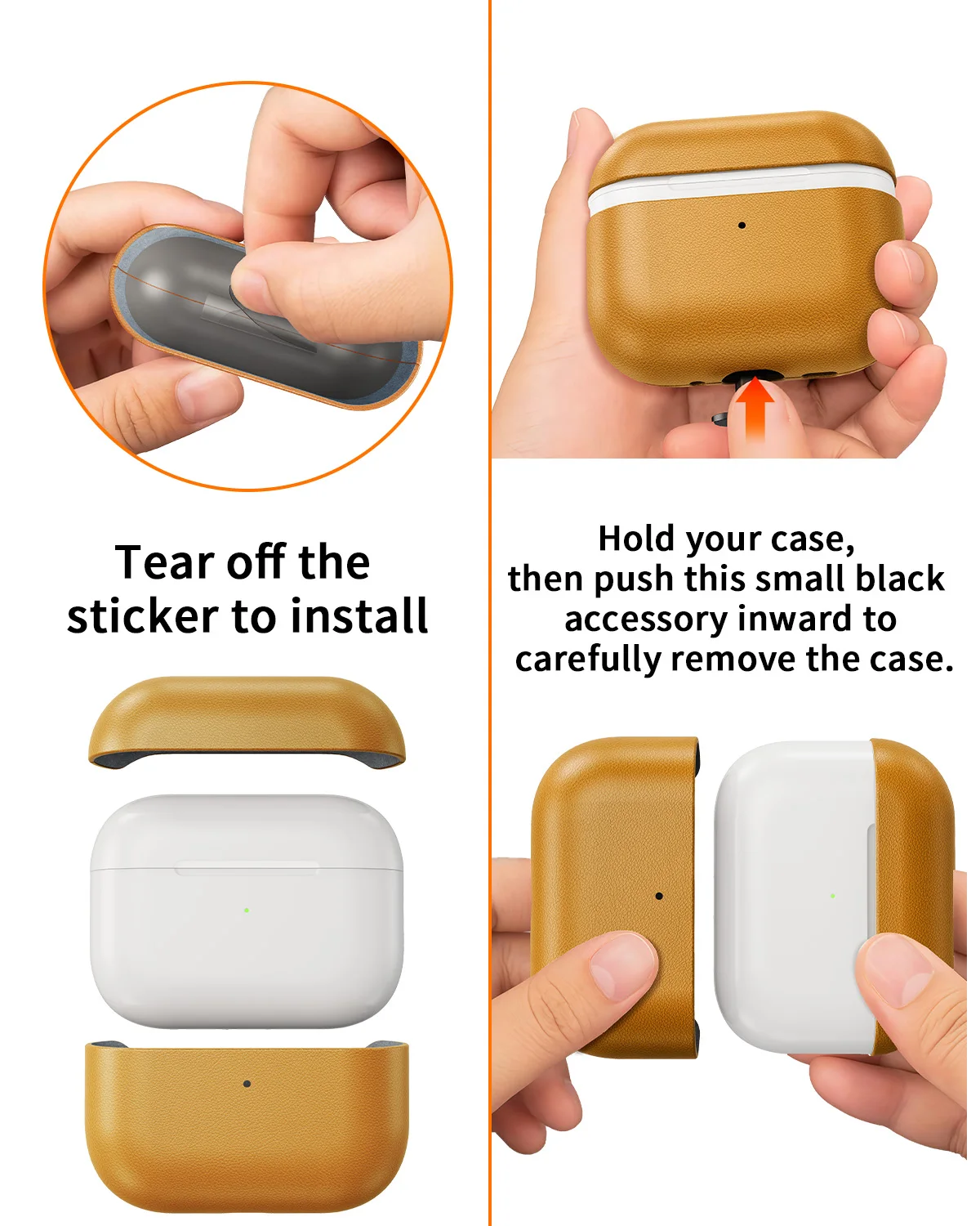 Eary for Airpods Pro 3rd Case with Keychain Genuine Leather Protective Sleeve Shockproof Full Cover Earphone Case for Women Men