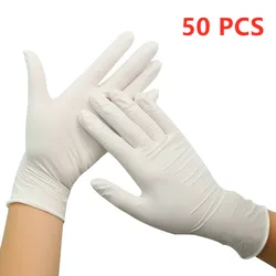 50PCS Pink Disposable Nitrile Gloves - Powder-Free, Durable, Multi-Purpose - L (White 50pcs)