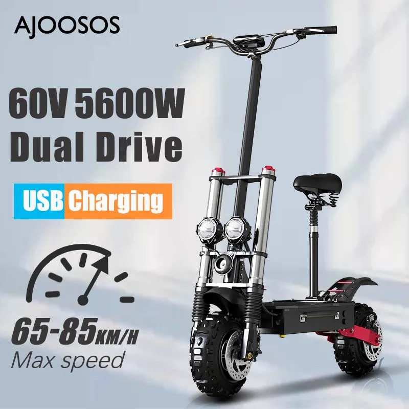  Patinete eléctrico AJOOSOS X700, scooter eléctrico plegable  para adultos motor de 2600 W, patín de 4 velocidades de función de cambio  de hasta 60 MPH, neumático de 10 pulgadas hasta capacidad