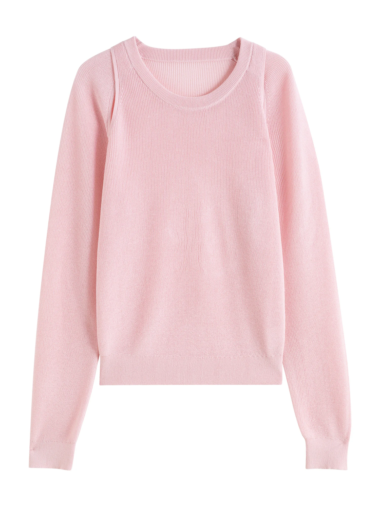 ZIQIAO Unique Design Hollow Knit Sweater For Women 2025 Early Spring New Linen Pink Grey Chic Pullover Fashion Top 25ZQ91188 4