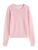 ZIQIAO Unique Design Hollow Knit Sweater For Women 2025 Early Spring New Linen Pink Grey Chic Pullover Fashion Top 25ZQ91188 4