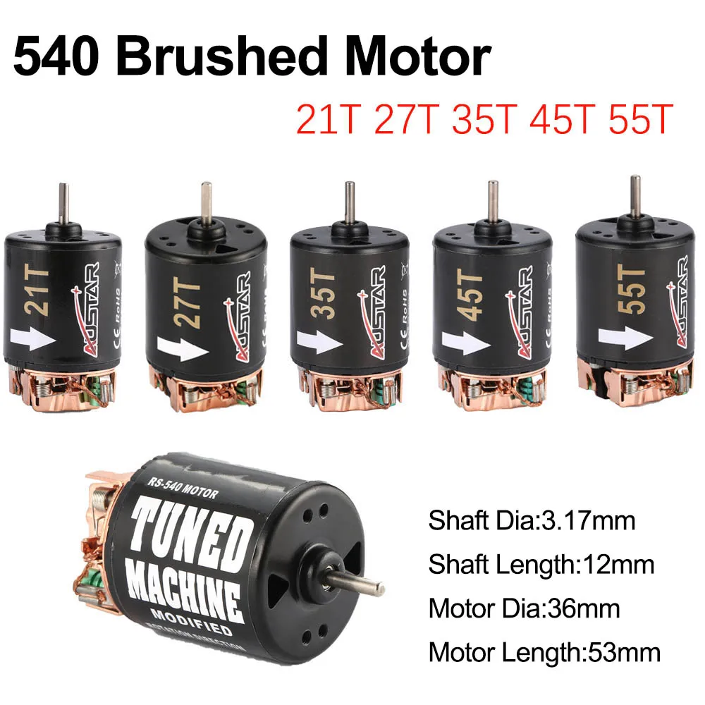 

540 Brushed Motor 21T 27T 35T 45T 55T for 1/10 on-road Drift Touring RC Crawler Axial SCX10 AX103007 90046 Traxxas TRX4 Wltoys