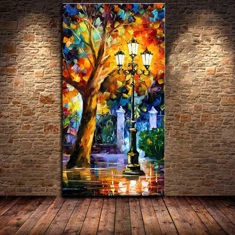 

Mintura Large Handmade Abstract Wall Art Picture,Rain Tree Road Thick Texture Oil Painting On Canvas,Modern Room Home Decoration