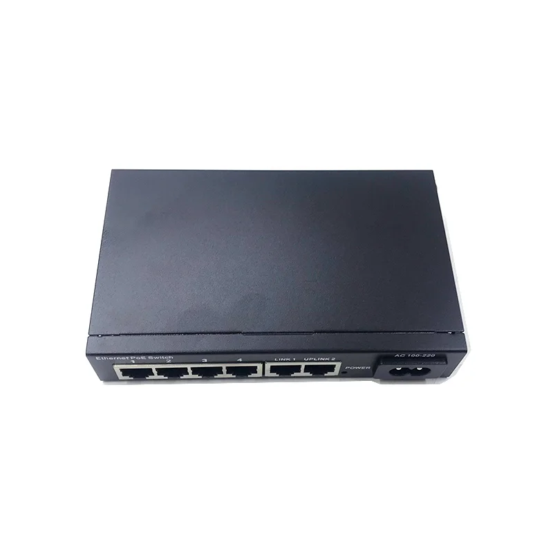 Network Switch 6ports 10/100M 4 ports poe 802.3at/af 48v (65w-72w) 2 port uplink For CCTV Camera IP Cameras Ethernet Network