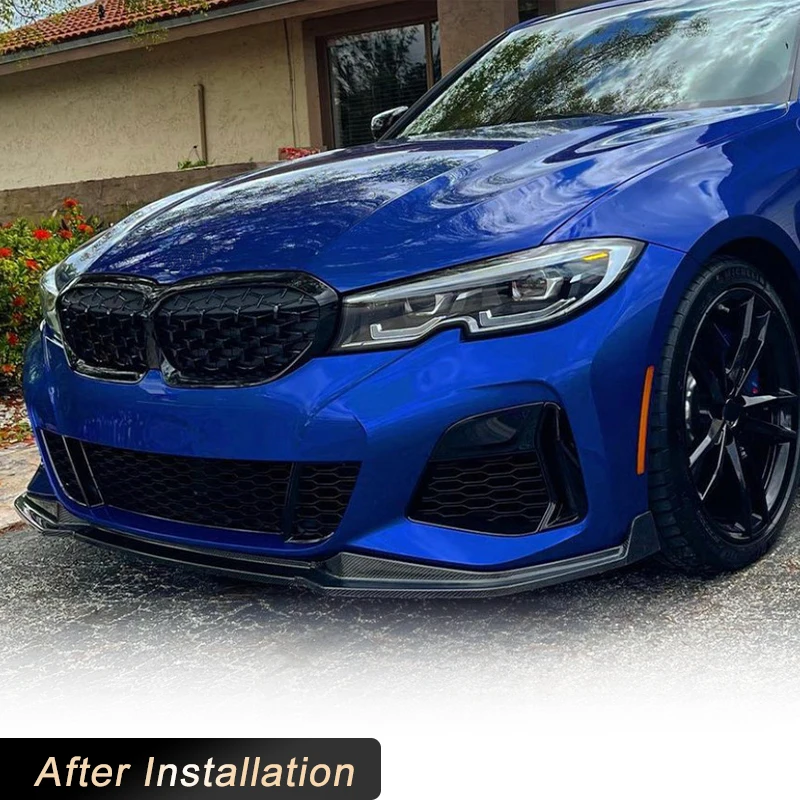 자동차 앞 범퍼 립 스포일러, BMW 3 시리즈 G20 G28 M-스포츠 2020-2022 프론트 립 친 에이프런 스플리터 바디 키트, 탄소 섬유