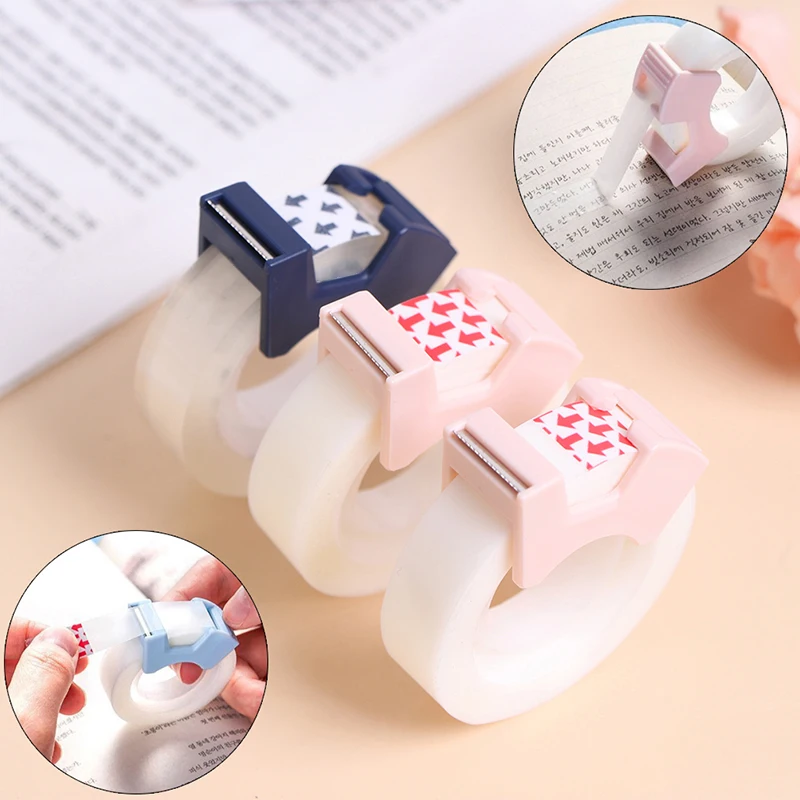 

1pc Clear Adhesive Tape With Tape Cutting Tool Writable Invisible Correction Tape School Stationery Protable Tape Dispenser