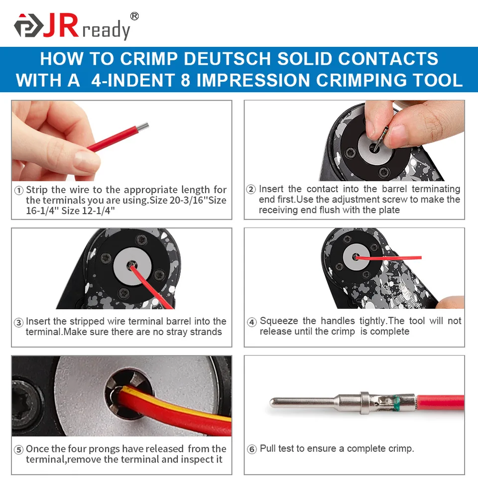 JRready Set van 4 Duitse stekkers, 8-polig, verzegeld IP68 waterdicht, DT- stekkerset, grijs, met Duitse terminalkit, draadgauge 14-18 AWG, maat 16, voor auto, motorfiets, vrachtwagen, boots