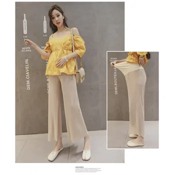 1 Pc Maternity Pants Summer Maternity Ice Silk Pants Summer Maternity Wear Wide-leg Pants Thin Outer Wear Loose Pleated Pants