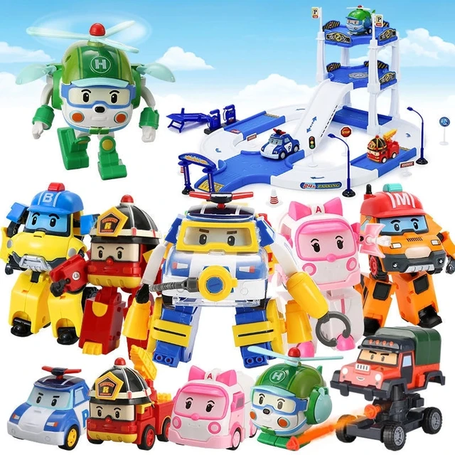 Cartoon Anime Action Figures Robocar Poli Ambe Roy Helly Transformation Robot Car Assembly Puzzle Educational Toys Kids Gifts 2
