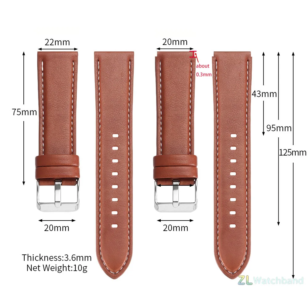 Quick Release Retro Brown Blue Leather Watch Band Strap