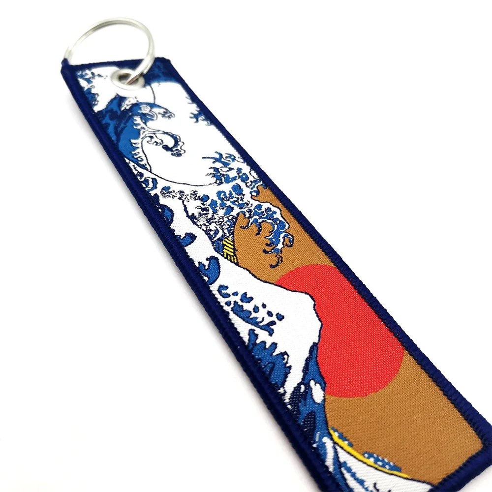 JDM Schlüssel anhänger Hokkaido Wellen Mode-Tags bestickt kurze Stoff-Schlüssel anhänger für See Sonne Honda Toyota Auto-Anhänger – Detail 6