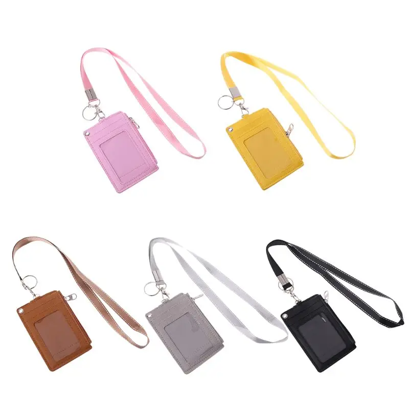 

E74B Business Credit Card ID Badge Coin Purse Holder Neck Strap Lanyard Keychain