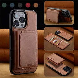 Premium Wireless Charging PU Leather Phone Case with Magnetic Flip and Card Holder - iPhone 12 Pro (Brown)