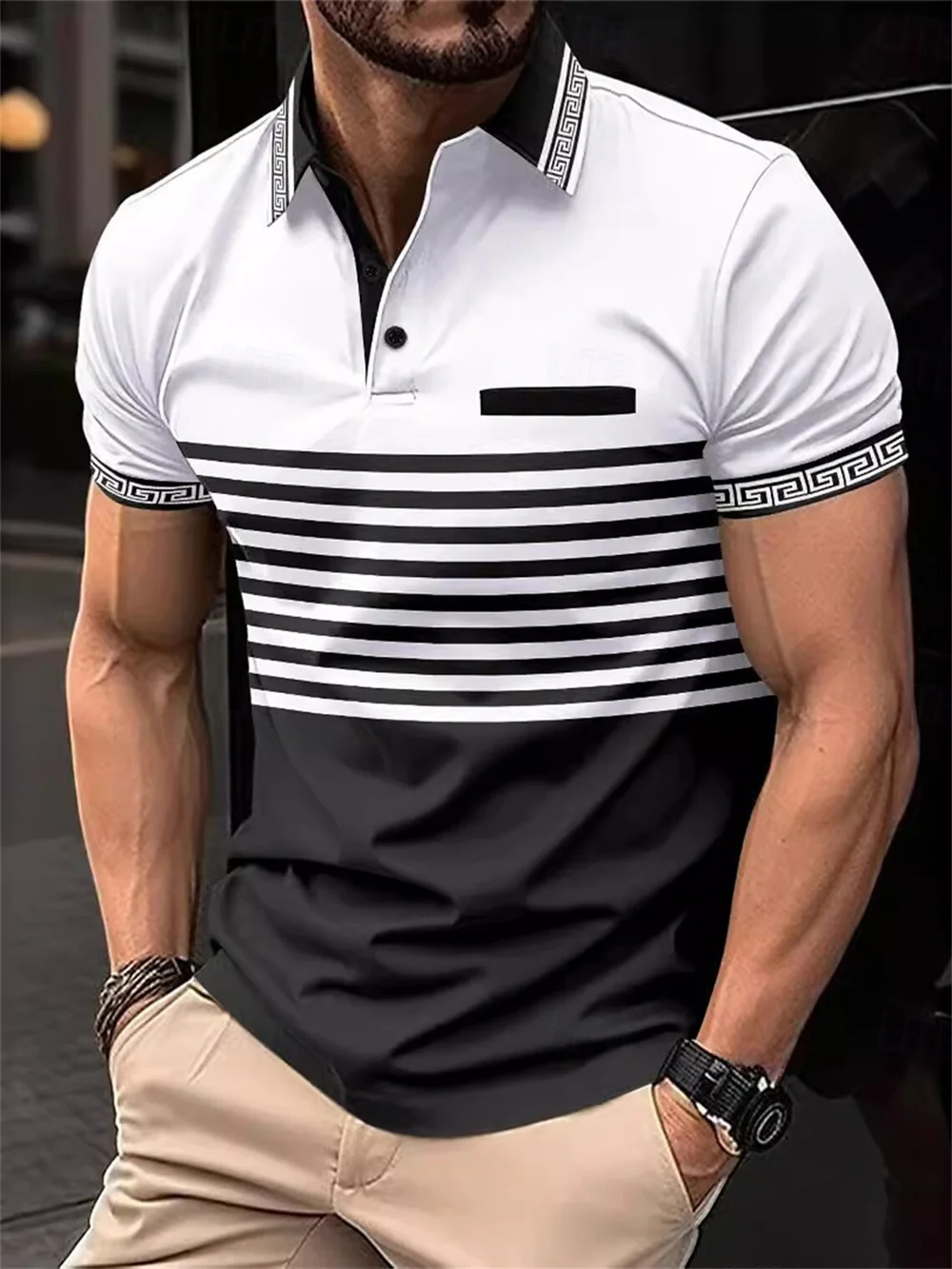 Men's Polo Shirts Golf Shirt Business Classic Short Sleeve Striped Buttons Polo Shirts Men's Color Block Summer Casual Wear 10 S5aceccda5cf64e449da3f2c76b478b0dk