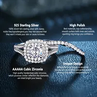 Newshe 2 Pcs Double Halo Round Cut AAAAA Cz Engagement Ring Wedding Band for Women Victorian Style 925 Silver Bridal Jewelry - Image 5